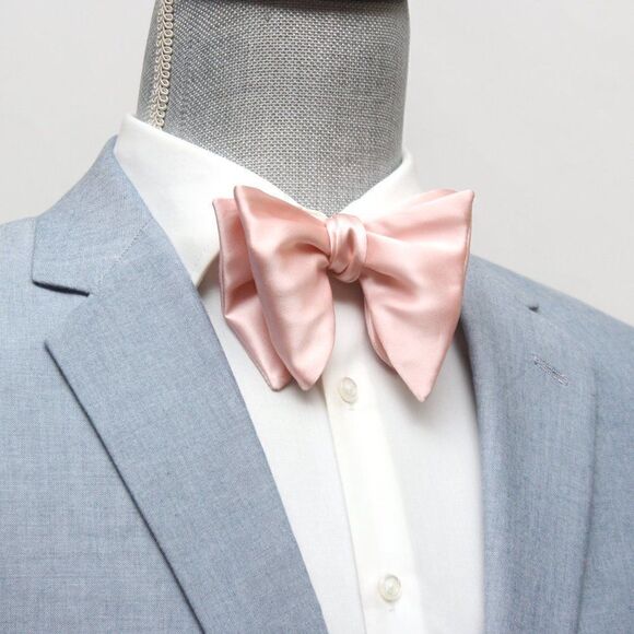 Men's Self tied Bow Tie Big‎ Butterfly Bow tie S608 Silver peach - Picture 6 of 16